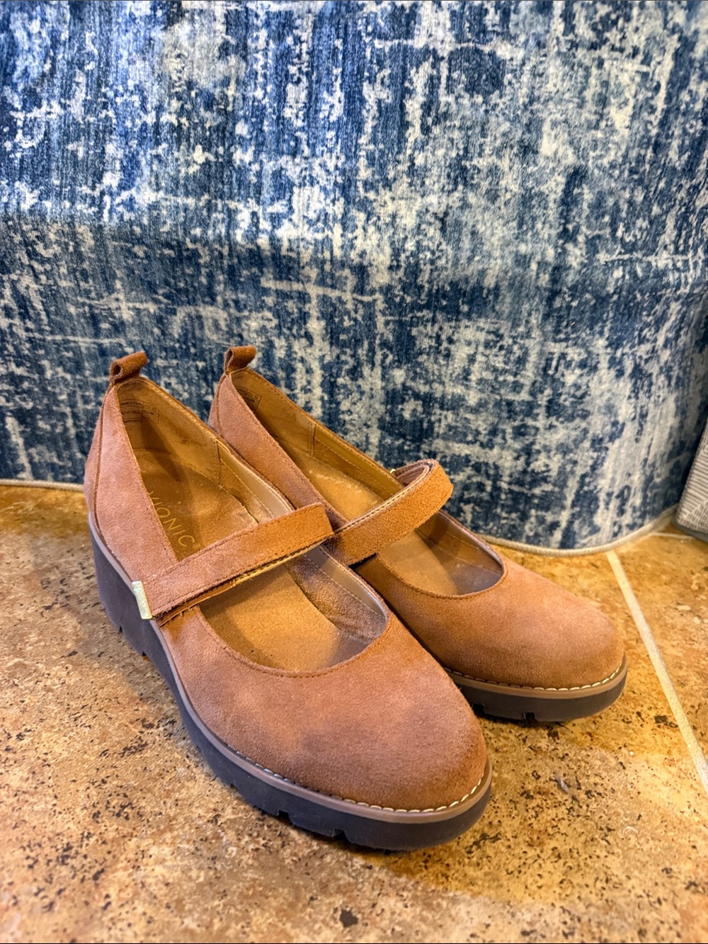 Vionic Brown Suede Mary Jane Platform Heels